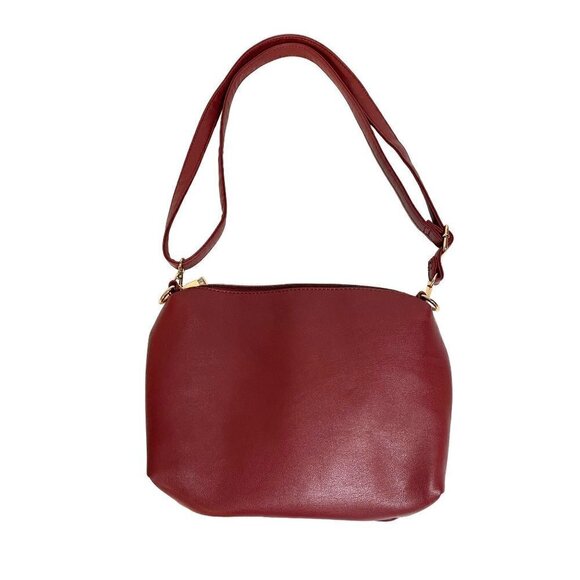 Marc New York Andrew Marc Faux Leather Convertible Strap Handbag Burgundy Brown - Picture 1 of 8